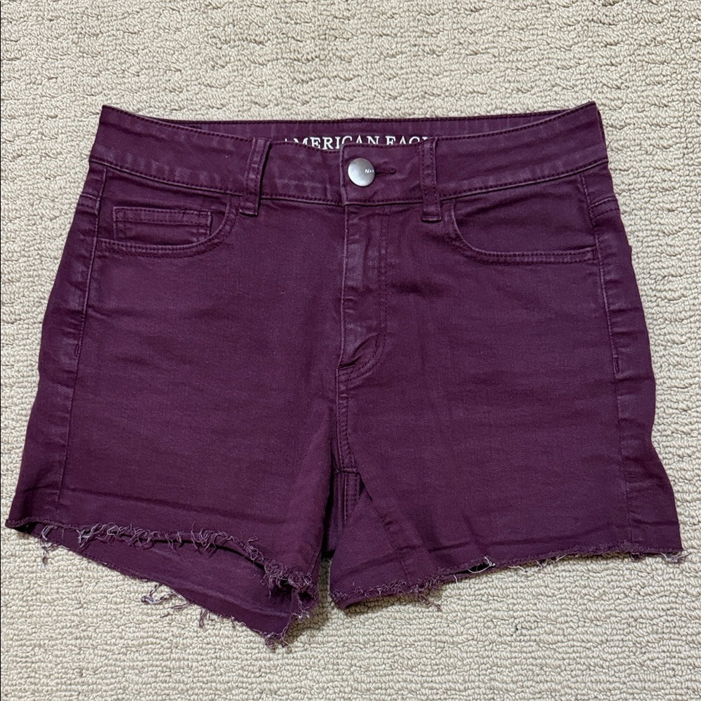 American Eagle Outfitters Hi-Rise Shortie Super Stretch Plum Jean Shorts, Size 4